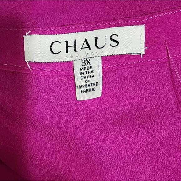 Chaus Barbiecore purpleish pink v-neck 3/4 sleeve‎ tunic top plus size 3X new!!! - Picture 6 of 6